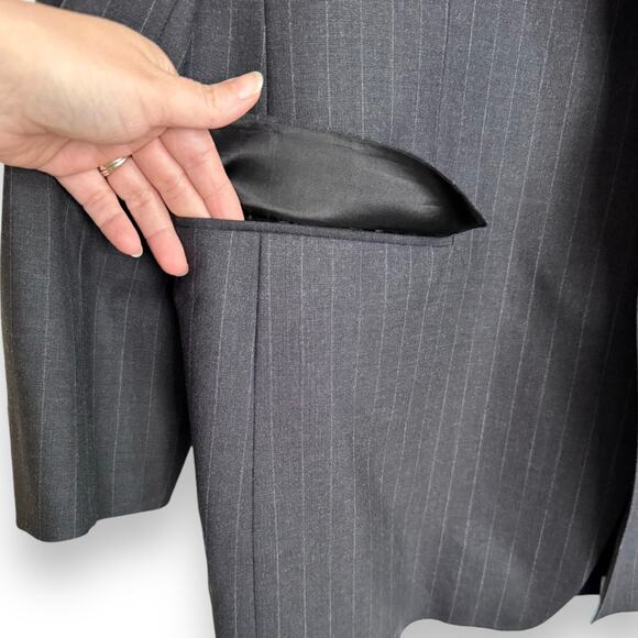 Brooks Brothers 346 Wool Stretch Charcoal Gray Pin Stripe Blazer Men's 46L - Picture 5 of 14